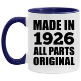 98th Birthday Made in 1926 All Parts Original - 11oz Accent Mug Purple