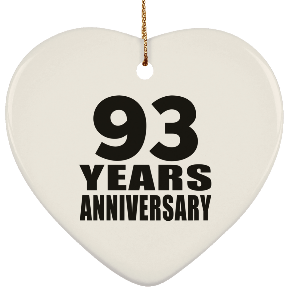 93rd Anniversary 93 Years - Heart Ornament