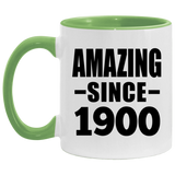124th Birthday Amazing Since 1900 - 11oz Accent Mug Green