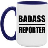 Badass Reporter - 15oz Accent Mug Purple