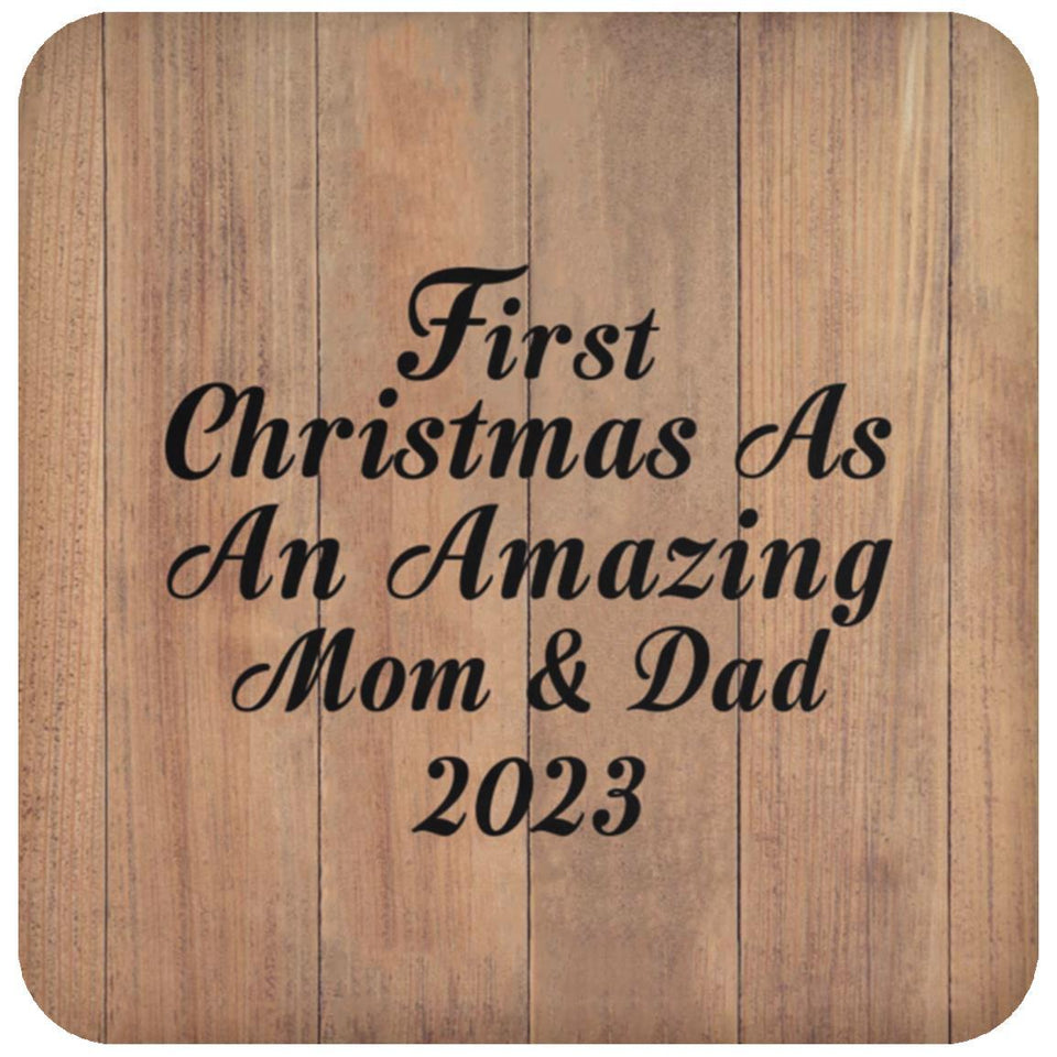 First Christmas As An Amazing Mom & Dad 2023 - Drink Coaster C