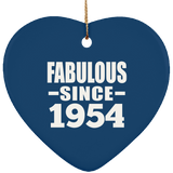 70th Birthday Fabulous Since 1954 - Heart Ornament