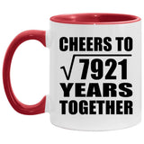89th Anniversary Cheers To Square Root of 7921 Years Together - 11oz Accent Mug Red