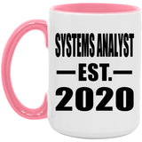 Systems Analyst Established EST. 2020 - 15oz Accent Mug Pink