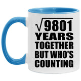 99th Anniversary Square Root of 9801 Years Who's Counting - 11oz Accent Mug Blue