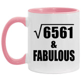 81st Birthday Square Root of 6561 & Fabulous - 11oz Accent Mug Pink