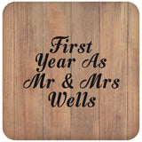 First Year As Mr & Mrs Wells - Drink Coaster C