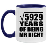 77th Anniversary Square Root Of 5929 Years Of Being Mr Right - 11oz Accent Mug Purple