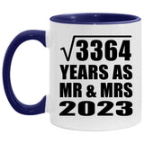 58th Anniversary Square Root of 3364 Years As Mr & Mrs 2023 - 11oz Accent Mug Purple