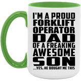 Proud Forklift Operator Dad Of Awesome Son - 15oz Accent Mug Green