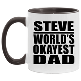 Steve World's Okayest Dad - 11oz Accent Mug Black
