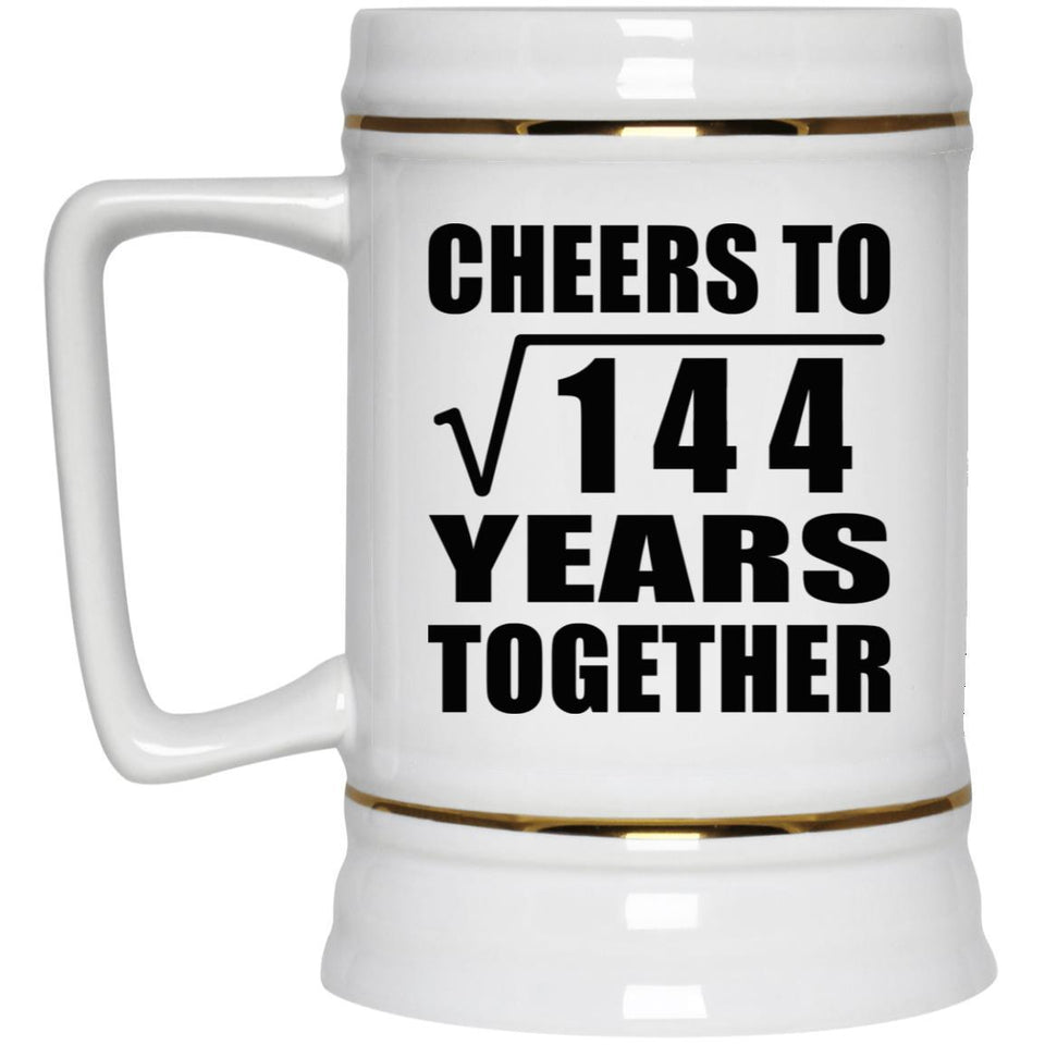 12th Anniversary Cheers To Square Root of 144 Years Together - Beer Stein