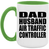 Dad Husband Air Traffic Controller - 15oz Accent Mug Green