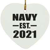 Navy Established EST. 2021 - Heart Ornament