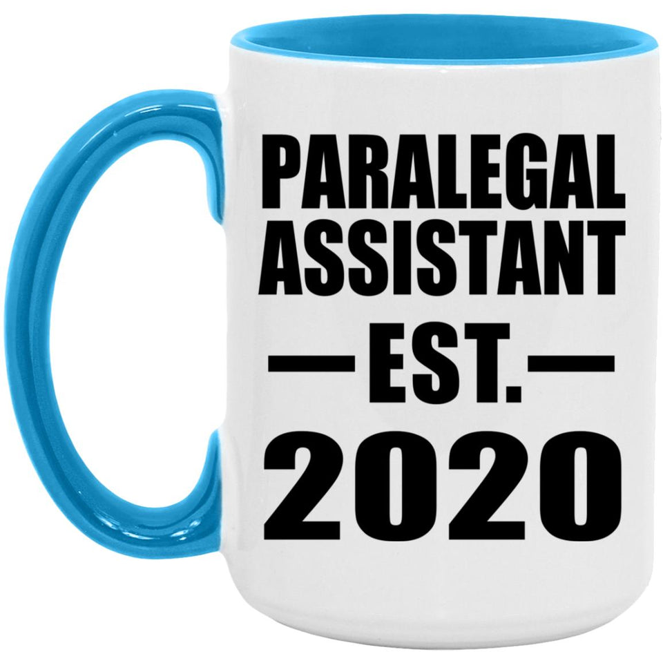 Paralegal Assistant Established EST. 2020 - 15oz Accent Mug Blue