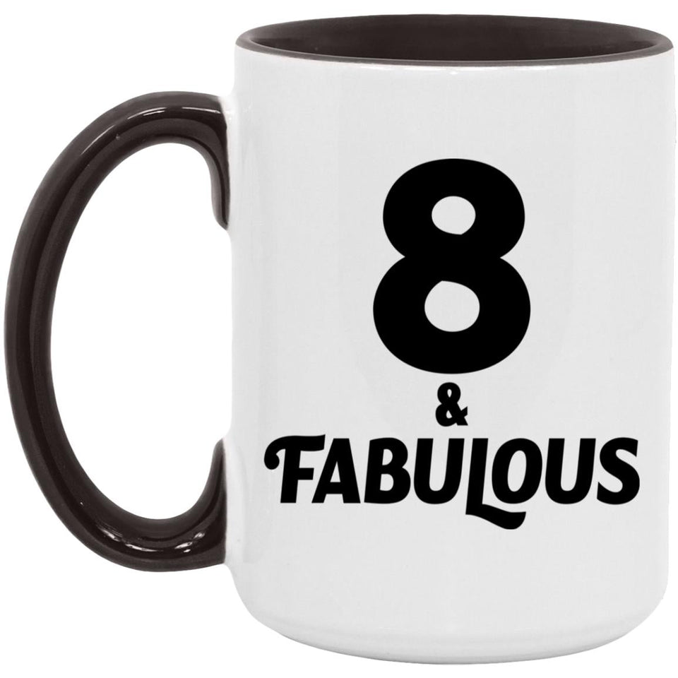 8th Birthday 8 & Fabulous - 15oz Accent Mug Black