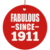 113th Birthday Fabulous Since 1911 - Circle Ornament