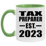 Tax Preparer Established EST. 2023 - 11oz Accent Mug Green