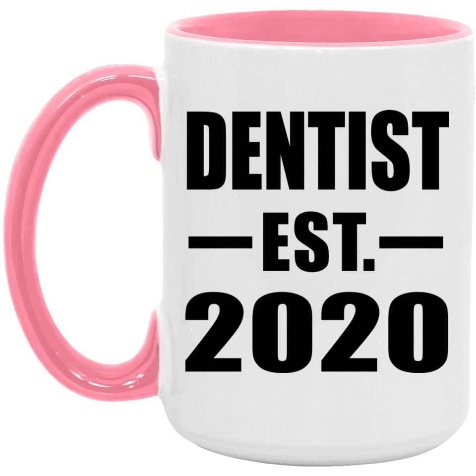 Dentist Established EST. 2020 - 15oz Accent Mug Pink