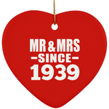 85th Anniversary Mr & Mrs Since 1939 - Heart Ornament
