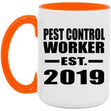 Pest Control Worker Established EST. 2019 - 15oz Accent Mug Orange