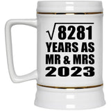 91st Anniversary Square Root of 8281 Years As Mr & Mrs 2023 - Beer Stein