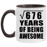 26th Birthday Square Root of 676 Years of Being Awesome - 11oz Accent Mug Black