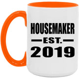 Housemaker Established EST. 2019 - 15oz Accent Mug Orange