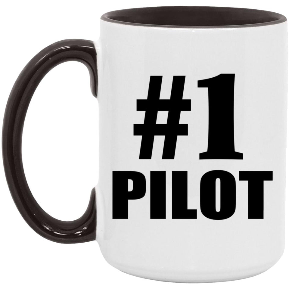 Number One #1 Pilot - 15oz Accent Mug Black
