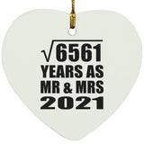 81st Anniversary Square Root of 6561 Years As Mr & Mrs 2021 - Heart Ornament