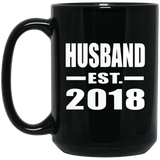 Husband Established EST. 2018 - 15 Oz Coffee Mug Black