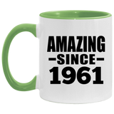 63rd Birthday Amazing Since 1961 - 11oz Accent Mug Green