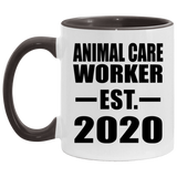 Animal Care Worker Established EST. 2020 - 11oz Accent Mug Black