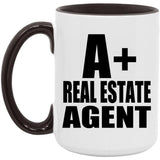 A+ Real Estate Agent - 15oz Accent Mug Black