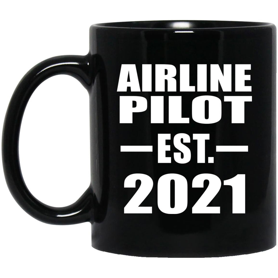 Airline Pilot Established EST. 2021 - 11oz Coffee Mug Black