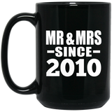 14th Anniversary Mr & Mrs Since 2010 - 15 Oz Coffee Mug Black