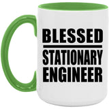 Blessed Stationary Engineer - 15oz Accent Mug Green