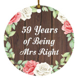 59th Anniversary 59 Years Of Being Mrs Right - Circle Ornament A