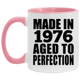 48th Birthday Made In 1976 Aged to Perfection - 11oz Accent Mug Pink
