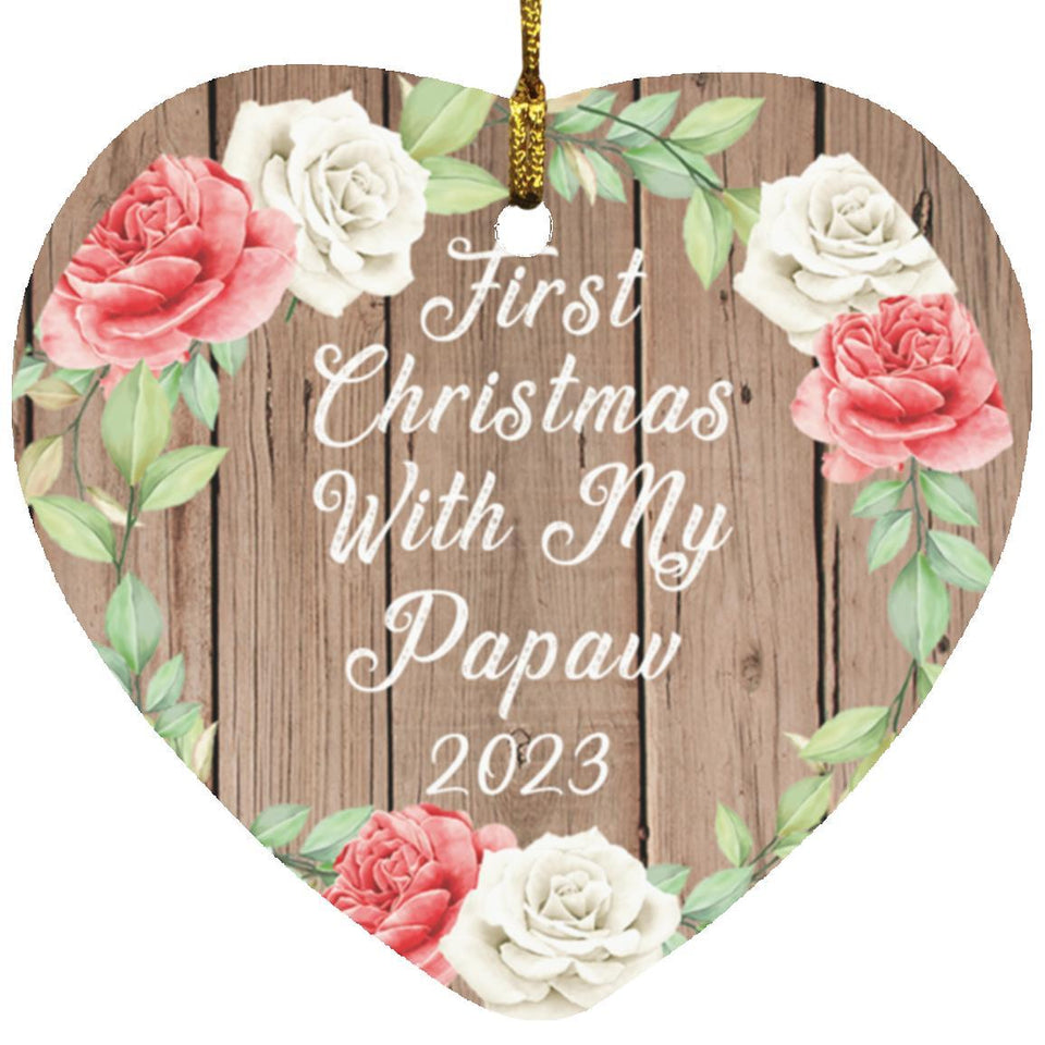 First Christmas With My Papaw 2023 - Heart Ornament B