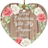 First Christmas With My Papaw 2023 - Heart Ornament B