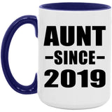 Aunt Since 2019 - 15oz Accent Mug Purple