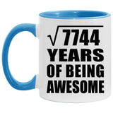 88th Birthday Square Root of 7744 Years of Being Awesome - 11oz Accent Mug Blue