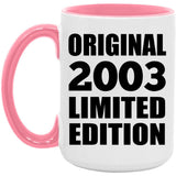 21st Birthday Original 2003 Limited Edition - 15oz Accent Mug Pink