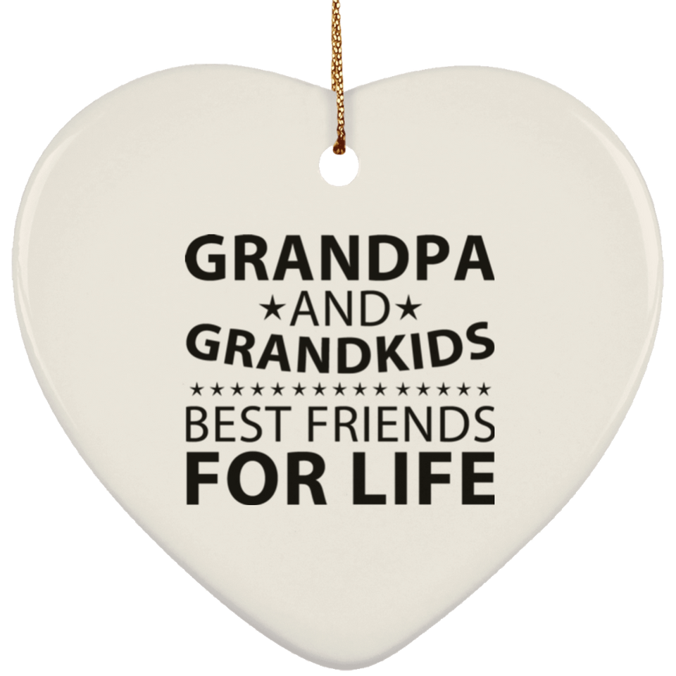 Grandpa and Grandkids, Best Friends For Life - Heart Ornament