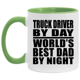 Truck Driver By Day World's Best Dad By Night - 11oz Accent Mug Green
