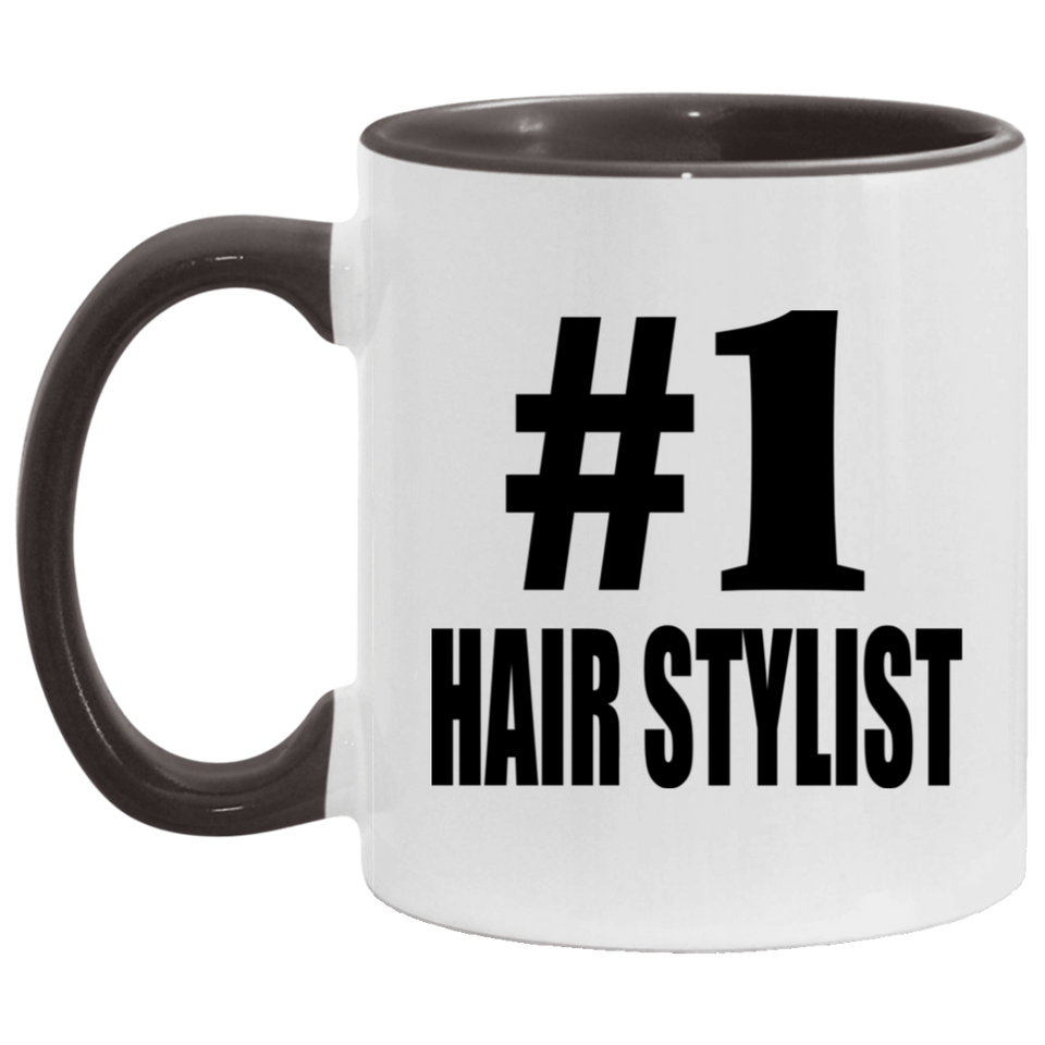 Number One #1 Hair Stylist - 11oz Accent Mug Black
