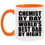 Chemist By Day World's Best Dad By Night - 11oz Accent Mug Orange