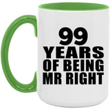 99th Anniversary 99 Years Of Being Mr Right - 15oz Accent Mug Green