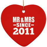 13th Anniversary Mr & Mrs Since 2011 - Heart Ornament